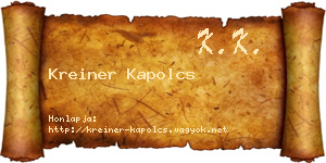 Kreiner Kapolcs névjegykártya